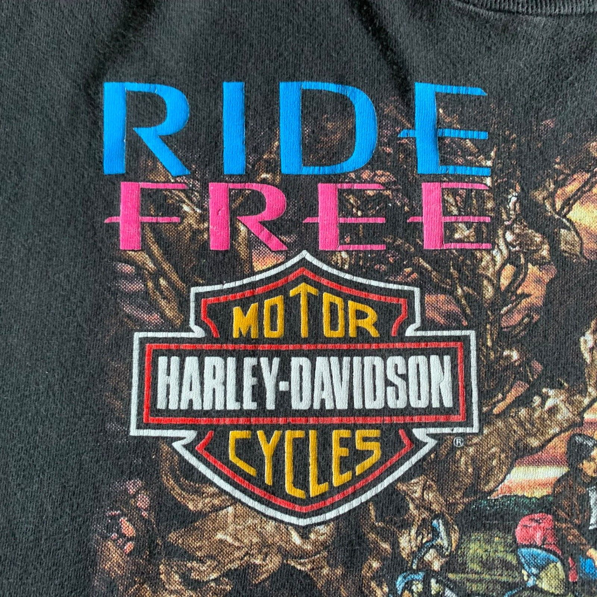 1980s VINTAGE 80s HARLEY DAVIDSON 3D EMBLEM STYLE BLACK T-SHIRT SZ