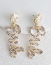 Women Bride Hen Party Wedding Bridal Shower Dangle Earrings Crystal Statement Uk