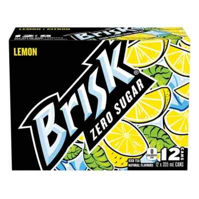 48 Cans of Brisk Zero Sugar Lemon Flavored Iced Tea 355mL Each