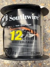 12 AWG Gauge Solid THHN Wire Black 50 ft 0.119" 600 Volts Building Wire
