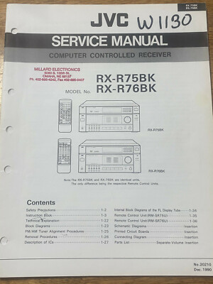 JVC RX-R75BK RX-R76BK Audio / Video Receiver Original Service Repair Manual