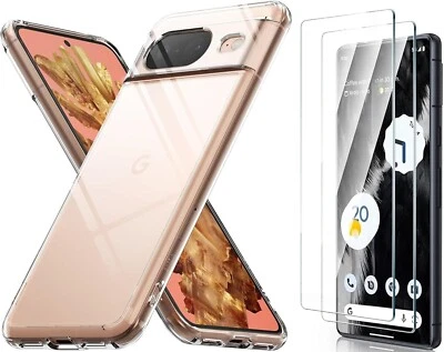 GÉNÉRIQUE Pour Google Pixel 8 Housse Coque arrière Transparent+ 2 verres trempé