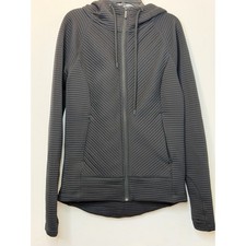 Zella Women Black Quilted Ribbed Full Zip Hoodie Jacket Athletic Small