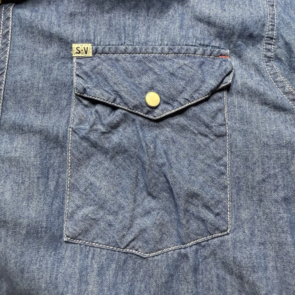 Camisa Denim Salt Valley Western Denim Perla Botón a Presión Hombres XL Azul Foto 4 de 4