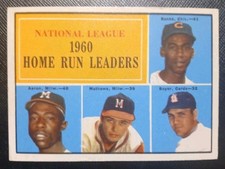 1961 Topps NL Homerun Leaders Aaron,Banks,Mathews  3 Hall Of Famers One Card!