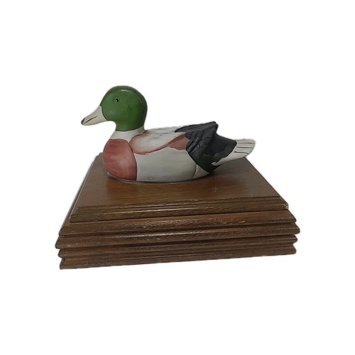 Vintage Ceramic Wood Mallard Duck Box NO Playing Cards 1980s Lake Cabin Hunting - Picture 2 of 9