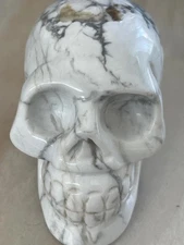 3" Natural White Howlite Carved Crystal Skull Realistic Crystal Healing #455