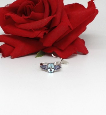 Karis NWT Blue Topaz & Amethyst Ring Size 8  CAT RESCUE