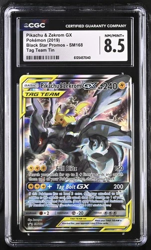 Pikachu & Zekrom Gx SM168 Tag Team Tin Pokemon CGC 8.5 Nm/mint+ *040