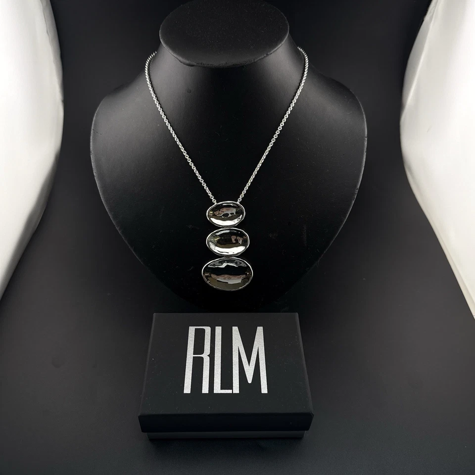 Collar Robert Lee Morris RLM Modernista Blanco Bronce Ovalado Colgante Negrita QVC Foto 2 de 4