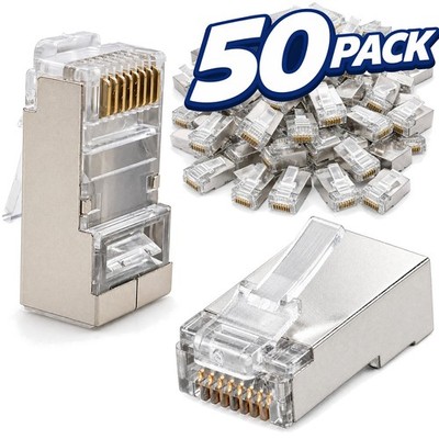 50x CAT5e RJ45 Stecker Modular Crimp Patch Netzwerk Kabel Kontakte vergoldet LAN