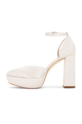 LOEFFLER RANDALL Selina Cream Satin Platform High Heel Bridal Shoes UK 8 US 10 - Picture 5 of 19
