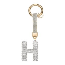Initial Keychain for Women, Cute Sparkly Rhinestone Key Chains White Letter H 