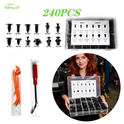 240pcs+5 For Element Plastic Rivets Push Fasteners Car Bumper Retainer Clips Kit
