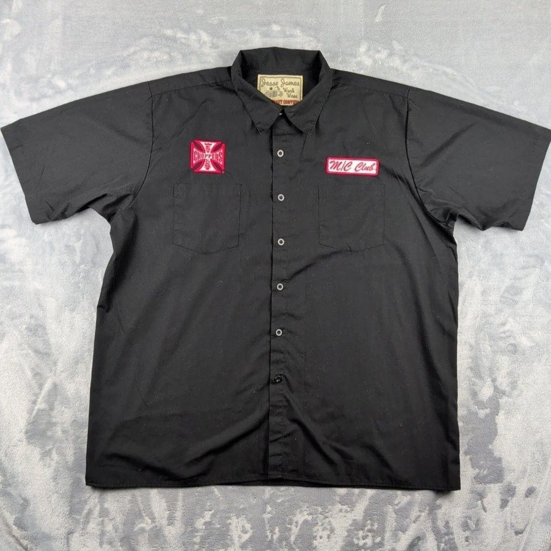 West Coast Choppers Short Sleeve Button-Up Casual Button-Down