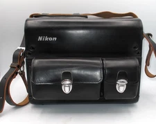 *CLASSIC* NIKON FB-5 BLACK HARD LEATHER CAMERA BAG-VINTAGE 1970s