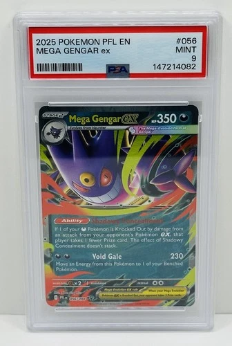 🔥2025 POKEMON PFL EN-PHANTASMAL FLAMES #056 MEGA GENGAR EX PSA 9🔥