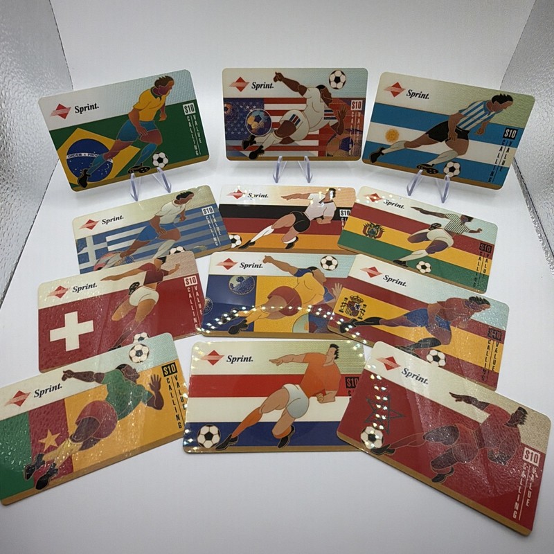 1994 Sprint Soccer Calling Card Lot (12) USA, CUP WINNER BRAZIL, ARG+ EXPIRED 