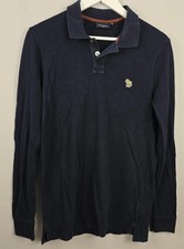 Paul Smith Polo Shirt Mens Extra Small Blue Long Sleeve Cotton Slim Rainbow