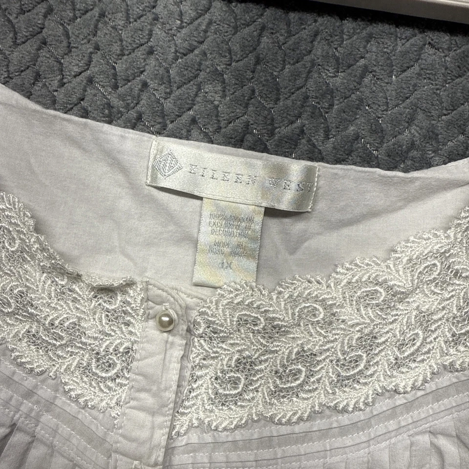 De Colección Eileen West 1X Gris Claro Sin Mangas Algodón Camisón Encaje Pintuck Hong Kong Foto 3 de 4