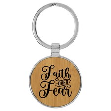 Enthoozies Faith Over Fear Religious Laser Engraved Leatherette Keychain