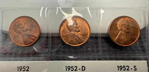 AU/UNC 1952 P-D-S Lincoln Wheat Cent Year Set
