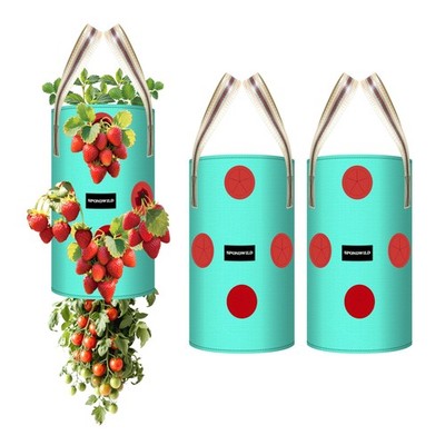 3 Pack 3 Gallon Hanging Strawberry Planter Bags with Drainage for Small Gardens