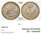 1894 P MORGAN SILVER DOLLAR PCGS XF DETAILS
