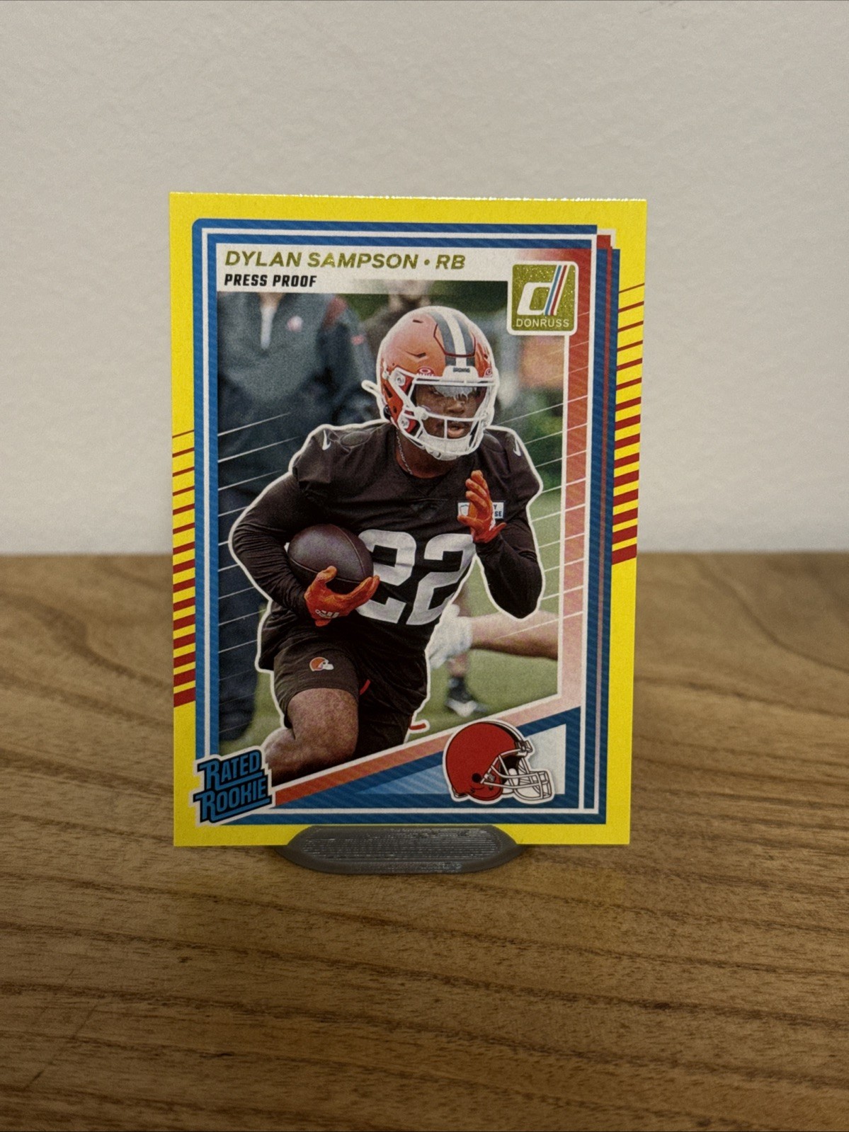 Dylan Sampson 2025 Panini Donruss Yellow Press Proof Rated Rookie #389 - Browns