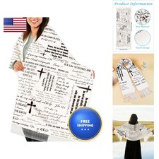 Bozidol Beige Prayer Shawl Wrap Bible Verse Blanket Scarf with Tassels
