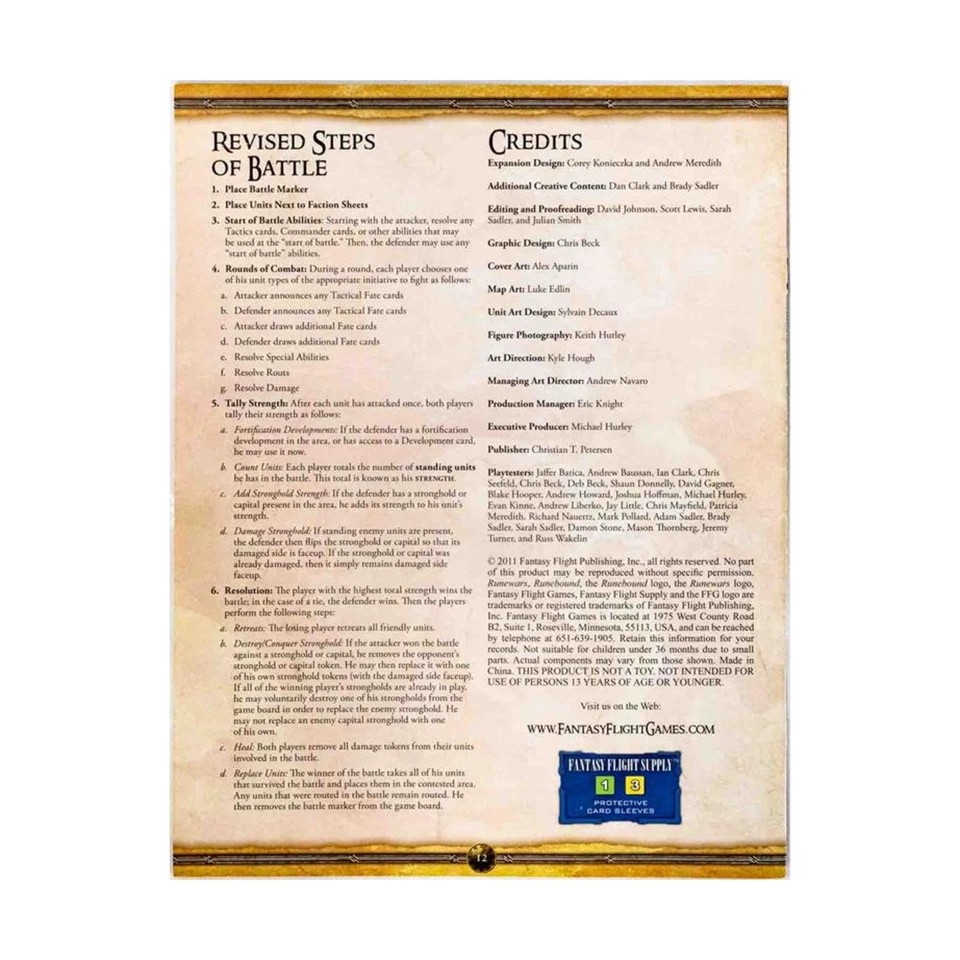 FFG Runewars - Banner Des Krieges Erweiterung, Nur Regeln! VG+ - Bild 2 von 2