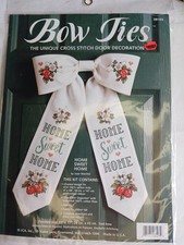 JCA Bow Ties Home Sweet Home Cross Stitch Kit Door Decoration #08103 Sealed