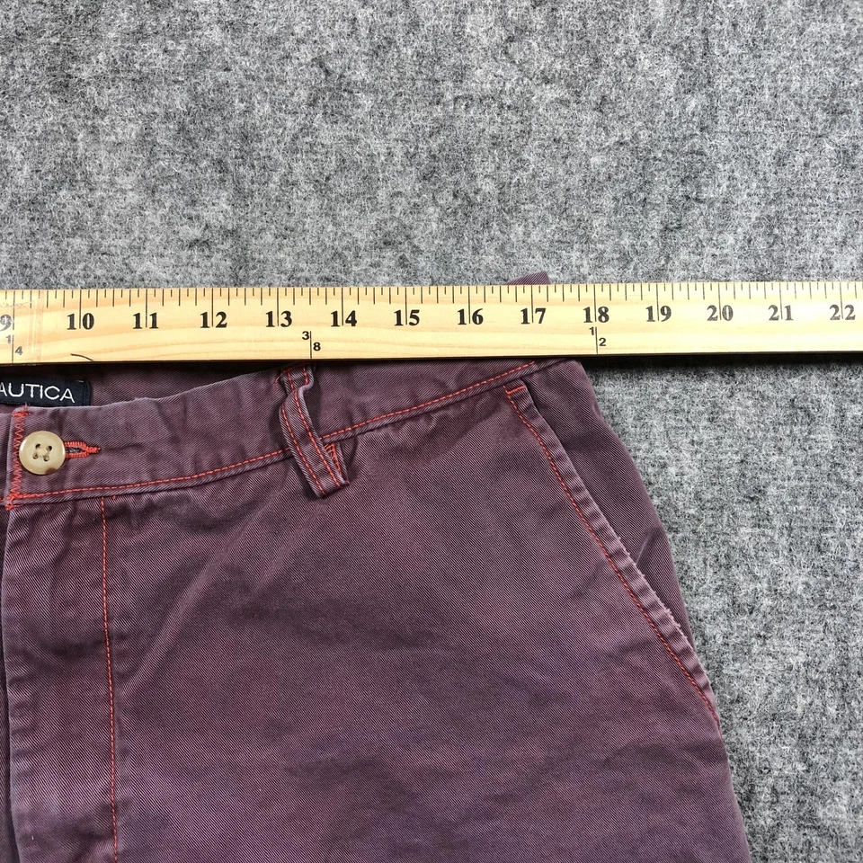 Pantalones Cortos Nautica Para Hombre 36W Borgoña Algodón Chino Frente Plano Informal Verano Foto 4 de 4