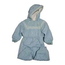 Vintage Snoveralls Kute Kiddies Infant Powder Blue Boys Snowsuit Zipper 