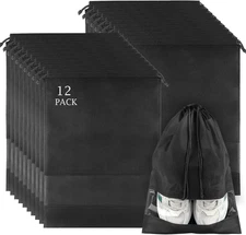 12 Pack Shoe Bags for Travel Large Travel Shoe Bags for Packing with Clear Windo