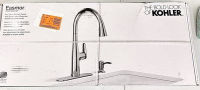 #ad KOHLER Easmor Single Handle Pull Down Sprayer Kitchen Faucet in Polished Chrome $76.97