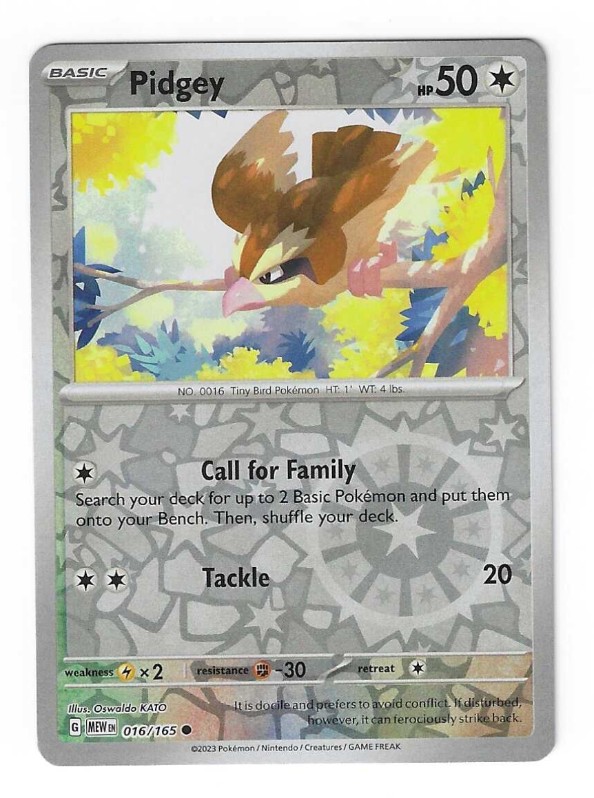 Pidgey 016/165 - SV: Scarlet & Violet 151 - Reverse Holo - Pokémon TCG - NM