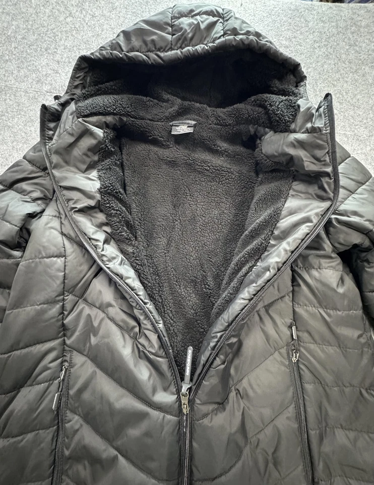 Chaqueta New Balance Mujer XL Negra Con Capucha Acolchada Puffer Parka Forrada Sherpa Foto 4 de 4