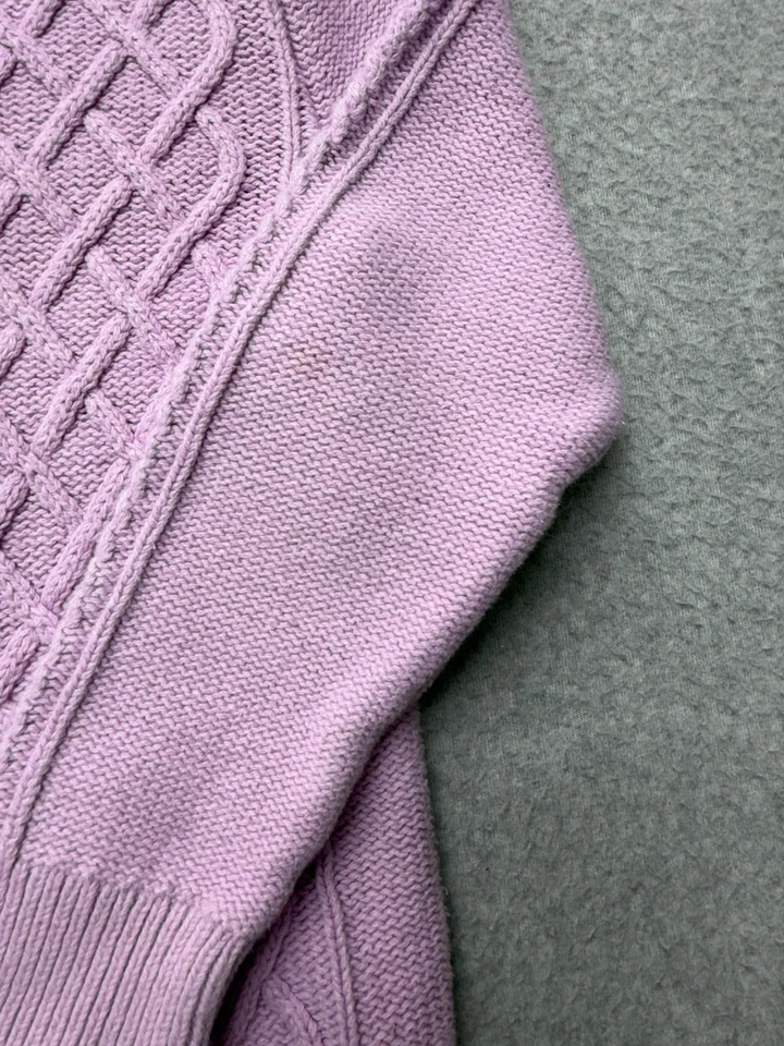 Crewcuts Sweater Youth 12 Purple Cable Knit Crewneck Long Sleeve Girls - Image 2 of 4