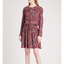 Zadig & Voltaire Remus Psyche Dress Size M Burgundy Paisley Print