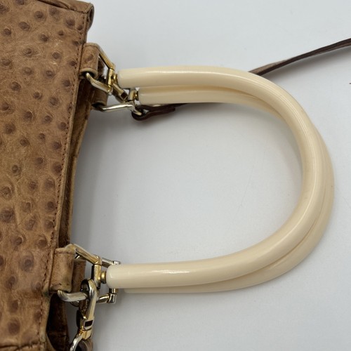Cartera de Colección Aleda para Bloomingdale’s Cuero Genuino Avestruz Repujado Italia - Imagen 8 de 17