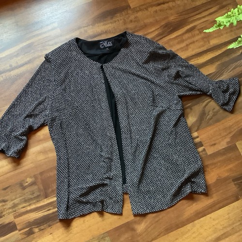 Neu Alex Evenings 3X zweiteiliges glitzerndes schwarz-weißes Tank und Jacke - Bild 4 von 8