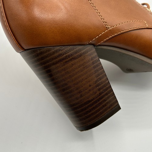 XAPPEAL Karen Lace Up Ankle Boots Block Heel Brown Faux Leather Womens Size 8.5M - Picture 8 of 9