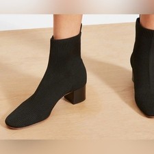 Everlane The Glove Boot Black ReKnit Block Heel Ankle Bootie Size 6