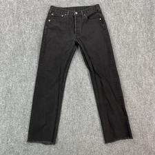 Vintage Levis 501 Jeans Mens 30x29 Black Denim Button Fly Straight Leg VTG