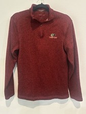 Mossy Oak Dark Red Fleck Quarter-Zip Pullover Fleece Sweatshirt Men's Small