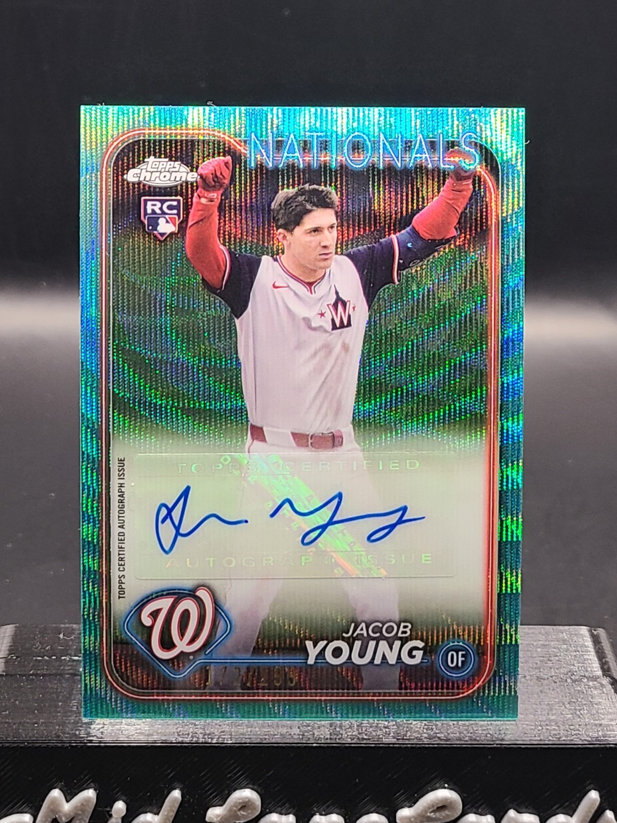 Jacob Young 2024 Topps Chrome Update #AC-JY Autographs Aqua Wave #/199
