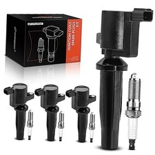 Set of 4 Ignition Coil Pack and Iridium Spark Plugs Black