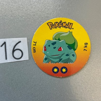 #01 Bulbasaur  Bisasam Pokémon 1998 Battle Discs Tazos Pogs Cardboard Coin Tomy
