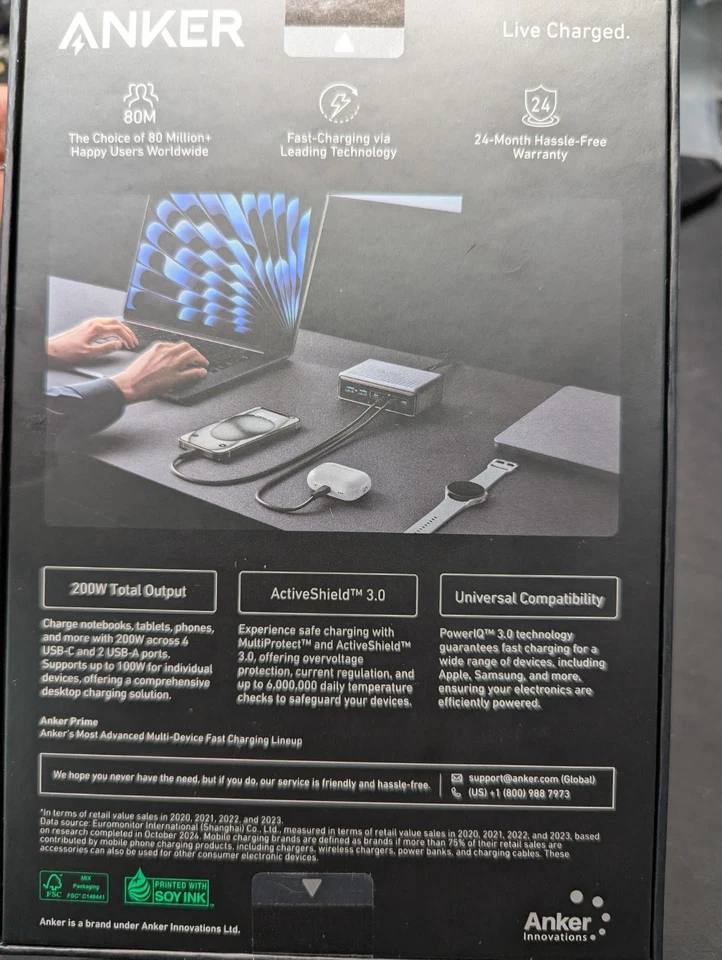 Anker Prime 200W 6-Port GaN USB Desktop Charging Station - Image 2 of 4